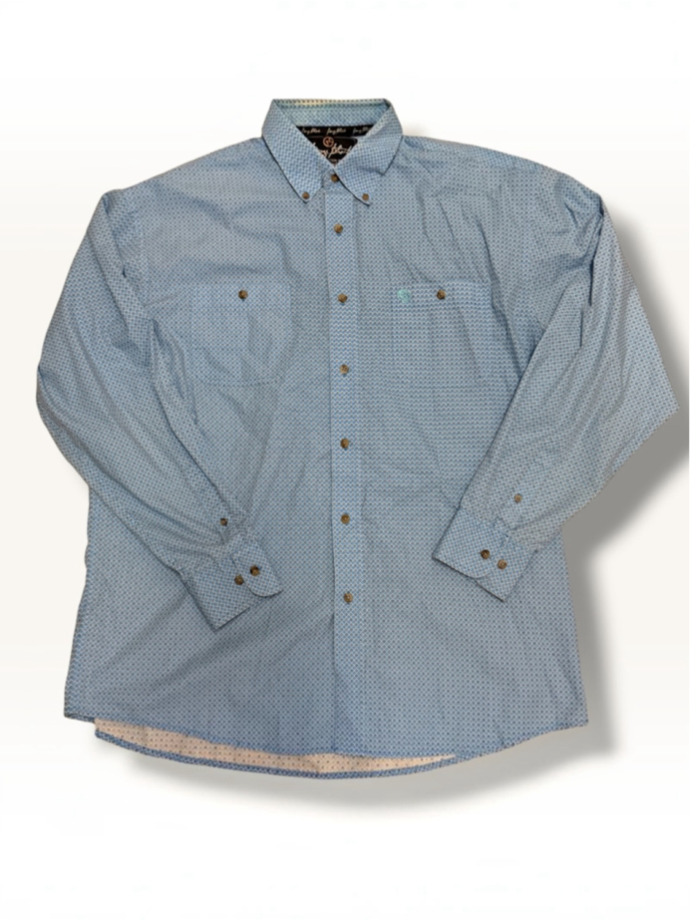 Wrangler George Strait Mens XL Blue Geometric Western Button Down Long Sleeve